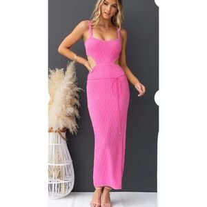 NEW Saints & Secrets Hot Pink Textured Cut-Out Maxi Dress - Size XS